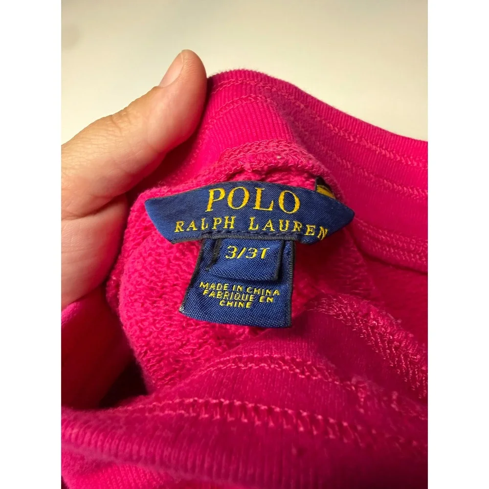 Polo Ralph Lauren Toddler Girls Pink Fleece Jogger Sweatpants Size 3 3T